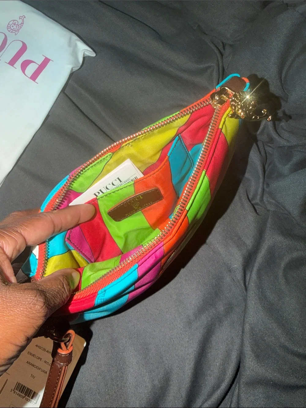 Multicolor Striped Wristlet Pouch