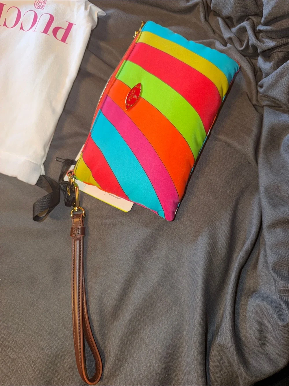 Multicolor Striped Wristlet Pouch