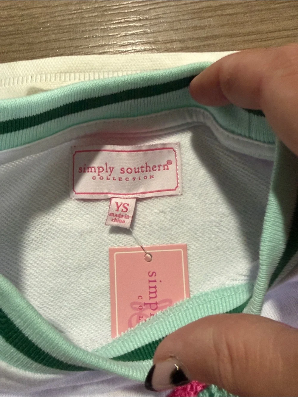 Simply Southern White Kids Sweatshirt with Pink and Green Accents