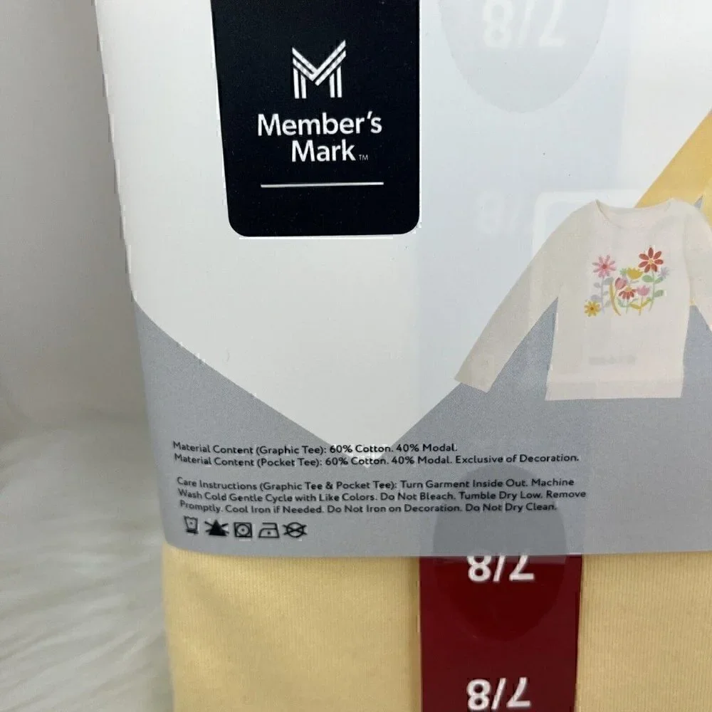 NEW Member's Mark My Favorite T-shirt 2 Pack Girl's Size 7/8 Tag Free Comfort