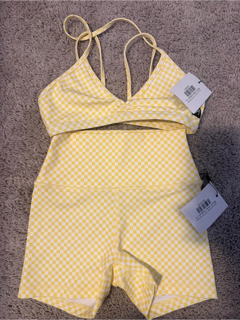 Yellow Checkerboard Dancewear LA designs