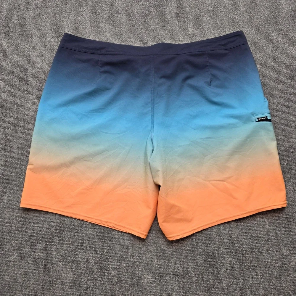 O'Neill Hyperfreak Mens Board Shorts Size 42 Blue Orange Ombre Hyperdry Stretch