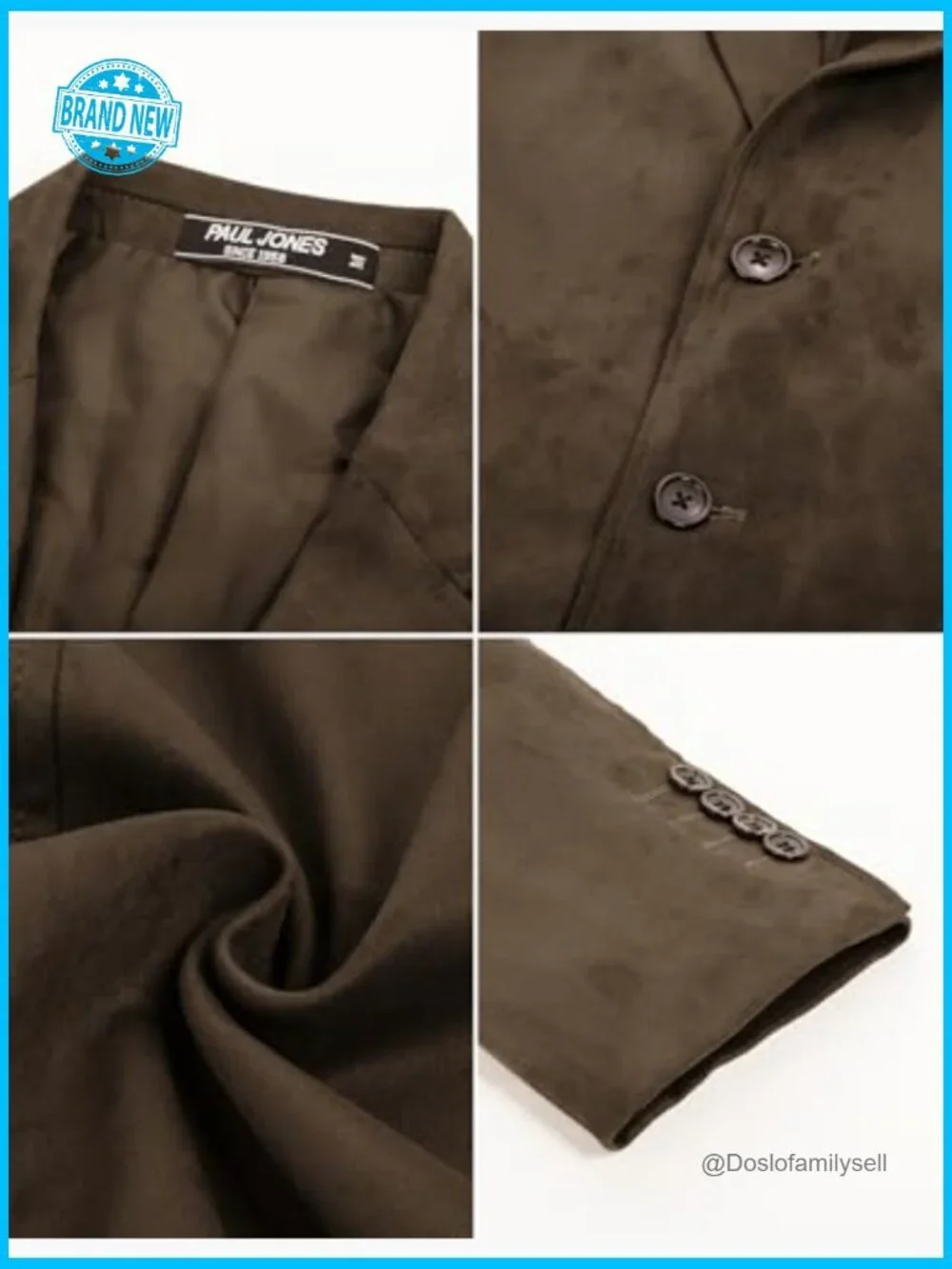 Faux Leather Suede Sport Blazer Modern Fitted Casual Two Button Jacket