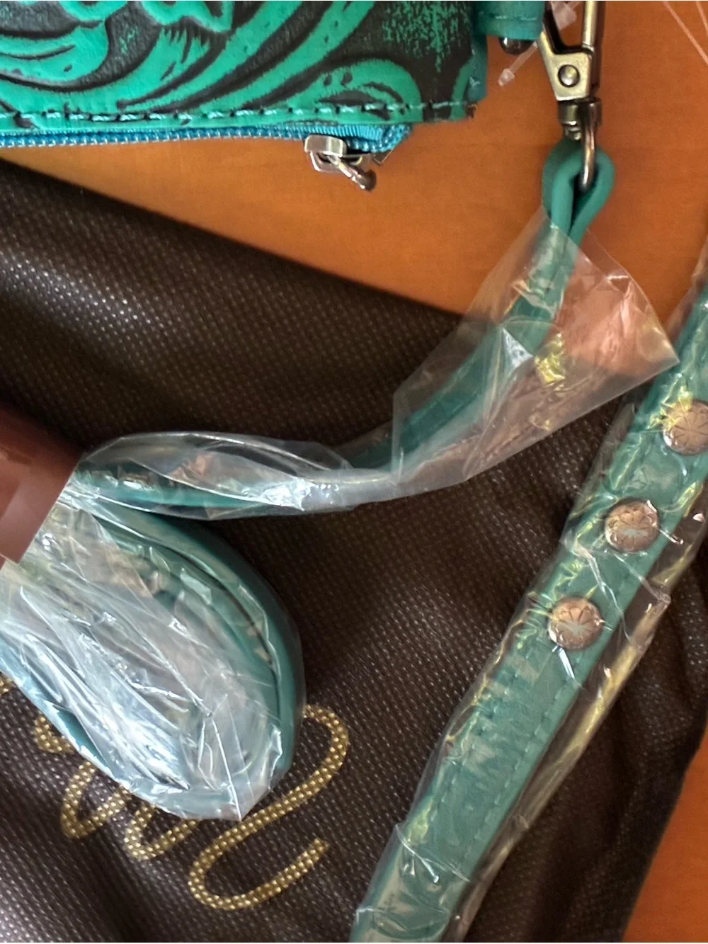 Wrangler Teal Floral Fringe Crossbody and Wristlet