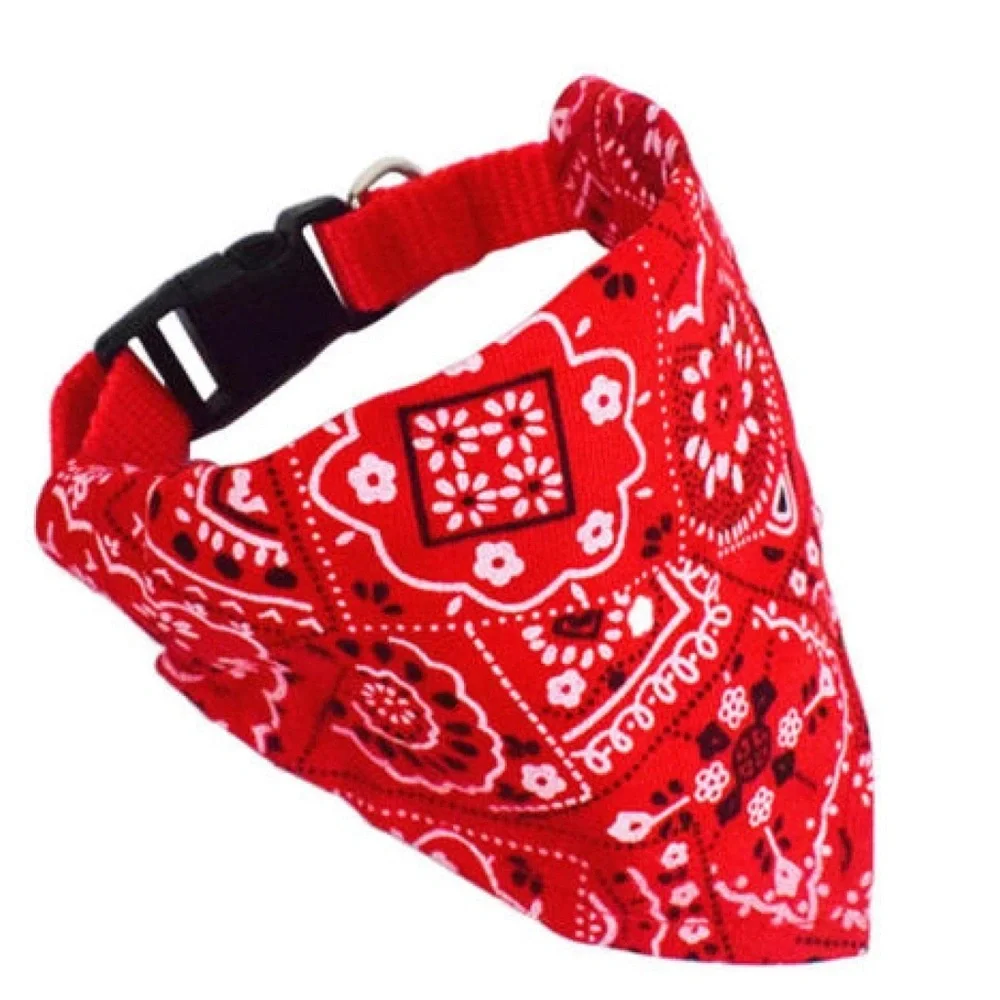 Red Bandana Red Dog Collar Adjustable Custom Made for Dog Leashes.