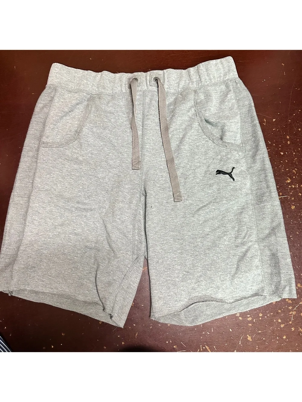 Puma men’s gray, 10 inch elastic Waist, cotton shorts, medium