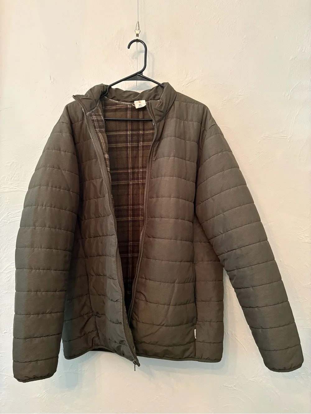 Men's Quilted Hooded Puffer Jacket in Olive