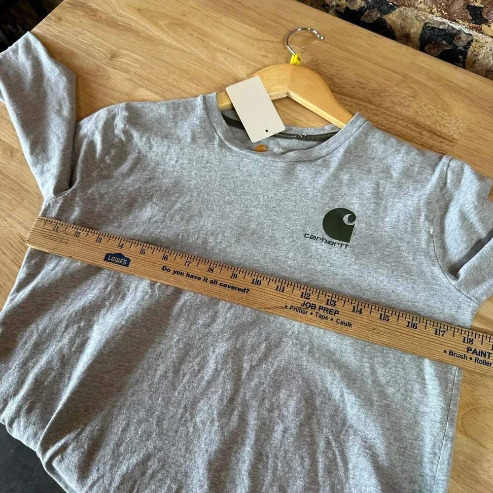 Carhartt Boys Youth Long Sleeve Gray Deer Bear T Shirt Graphic Medium 10-12