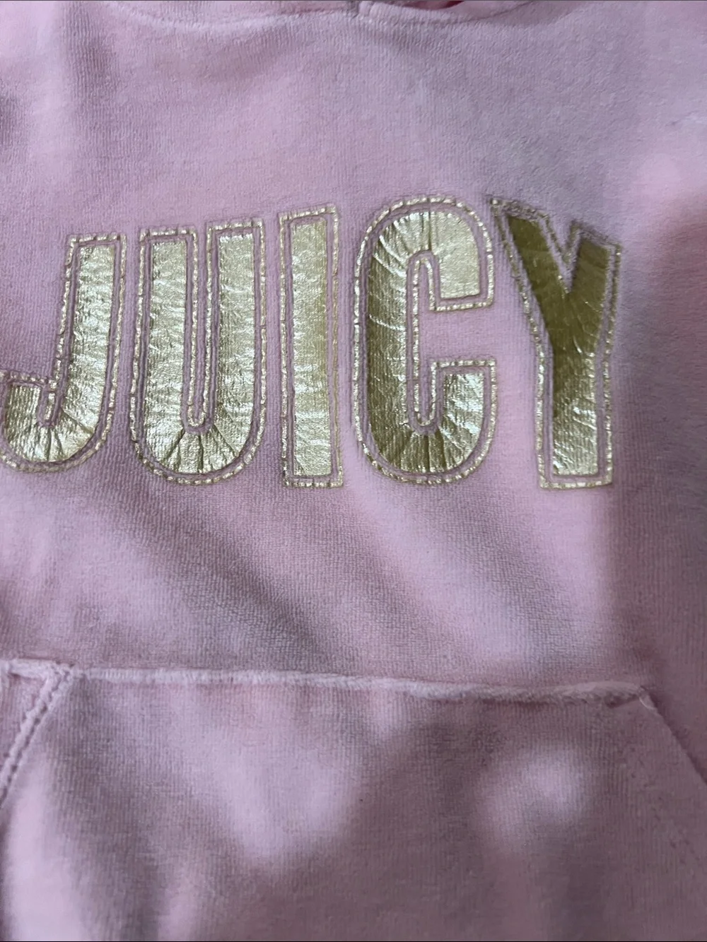 Juicy Couture Kids Light Pink Hooded Sweatshirt with Gold Juicy Applique