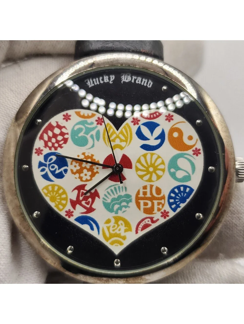 Lucky Brand Heart Dial Quartz Watch Womens 44mm New Battery