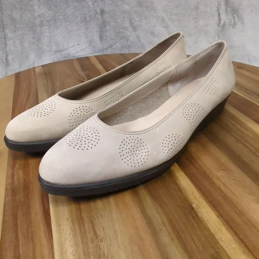 RANGONI Isela Handcrafted in Italy Women`s Taupe Soft‎ Suede Leather Flats 9 AA