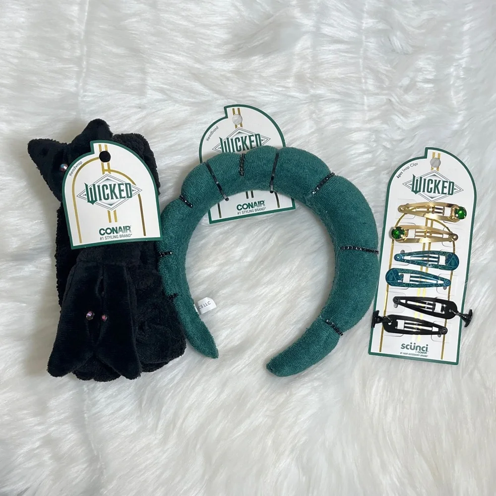 NWT Wicked Conair Headbands Scunci Hair Clips Set