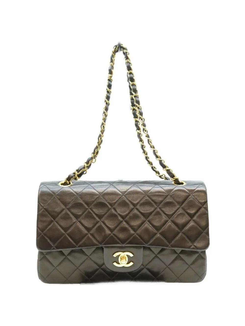 Chanel Black Lamb Gold Quilted 25 Shoulder