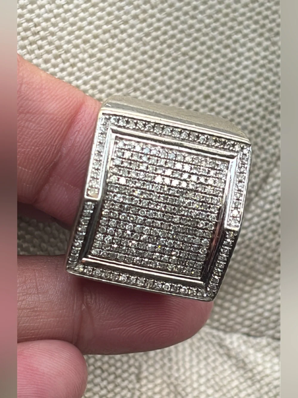 Sterling Silver with Pave Diamond Ring Statement Ring