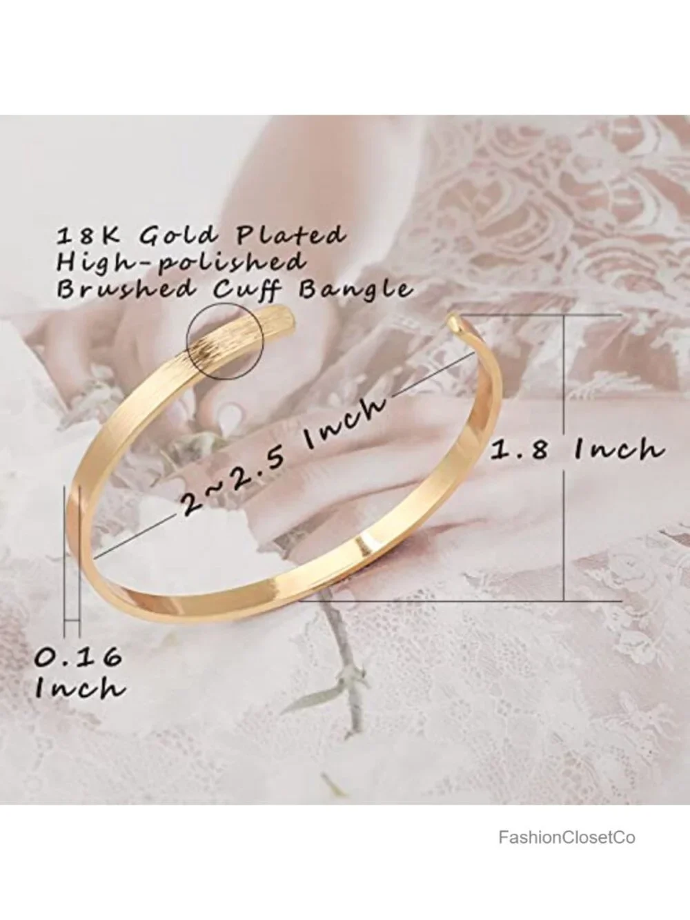 18K Gold Plated Open Cuff Bangle Adjustable 4mm Stacking Bracelet