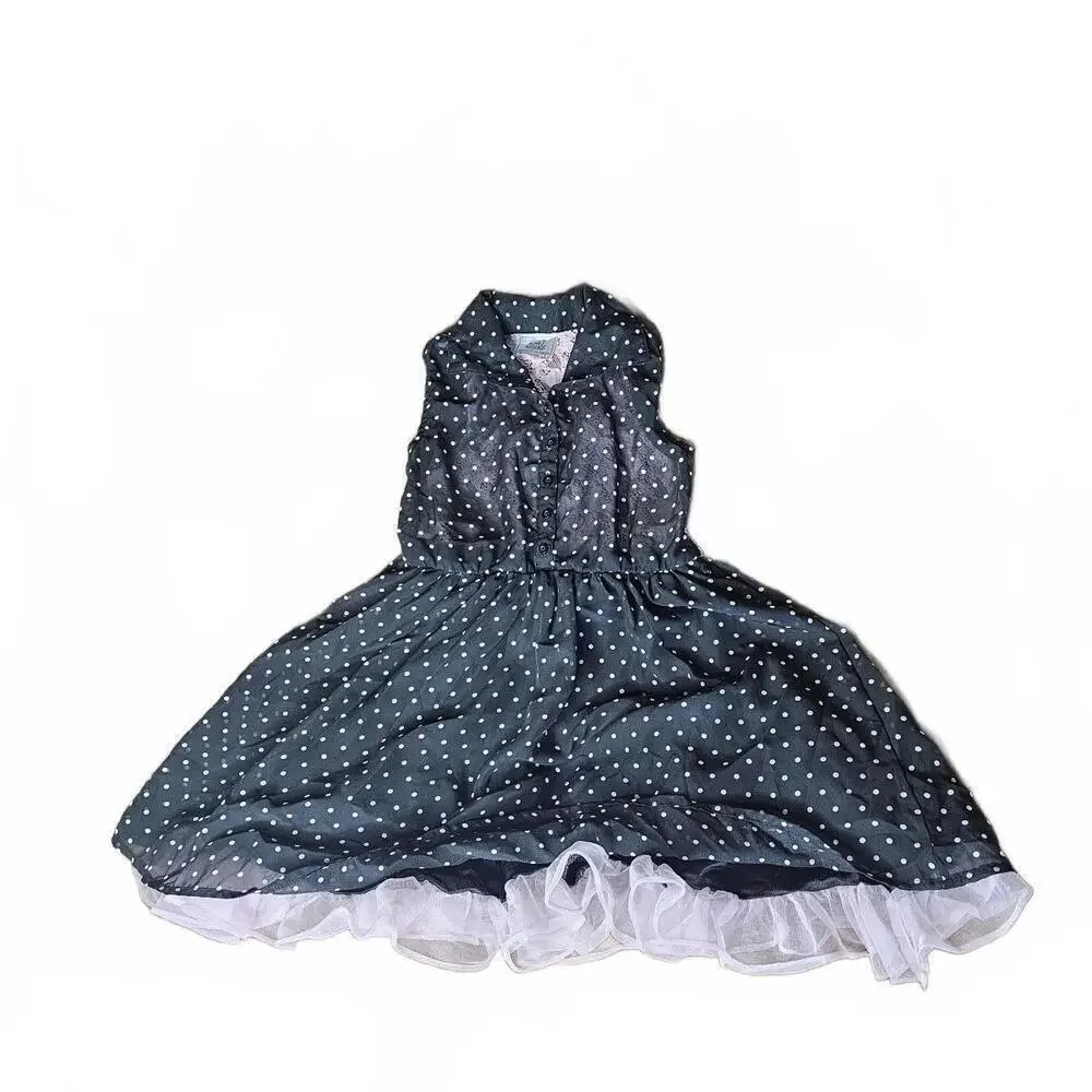 Girls' Polka Dot Dress with Lace Detail Size 5