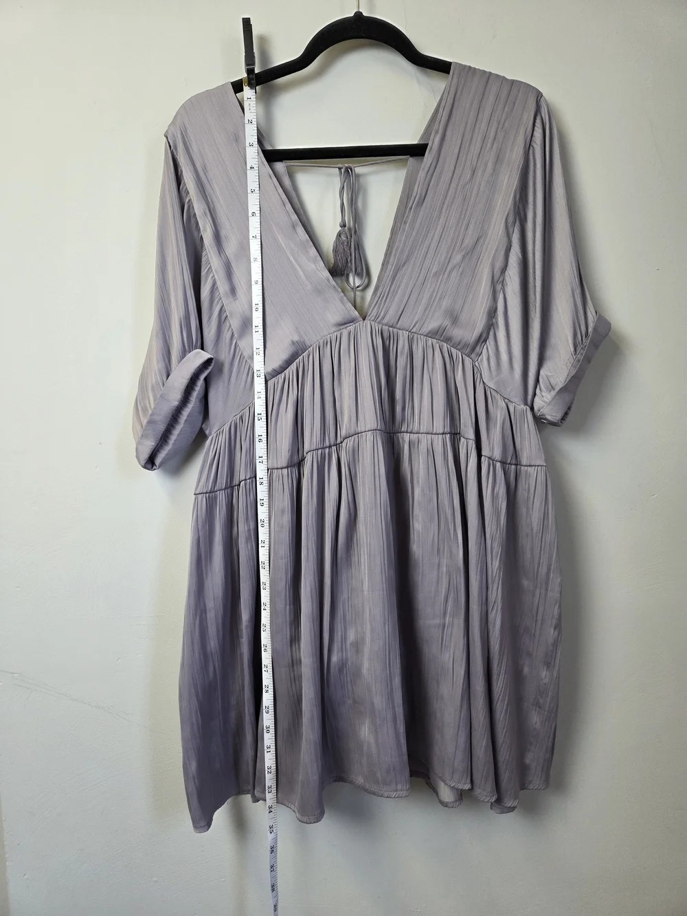 Free People Lavender Pleated V-Neck Tiered Maxi