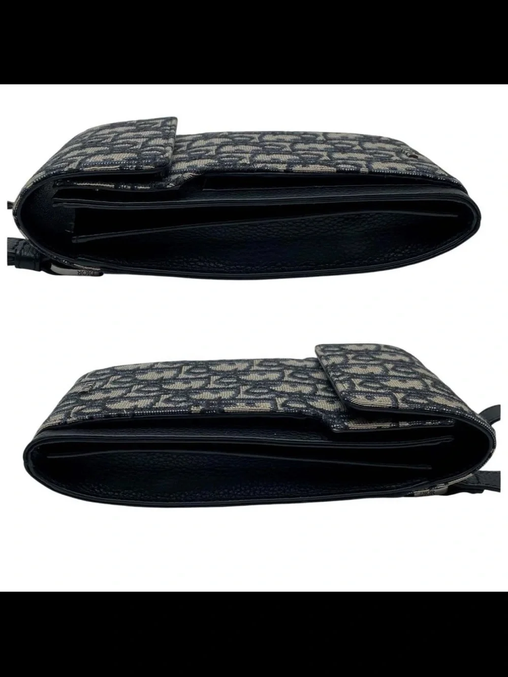 Dior Oblique Jacquard Crossbody Pouch in Navy & Beige