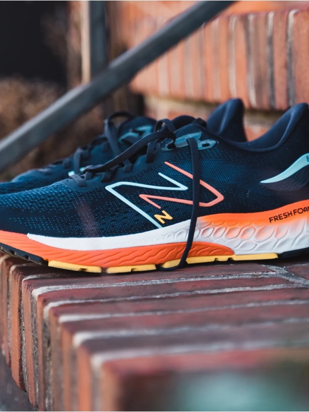 New Balance Navy and Coral 880 Fresh Foam Running Shoes