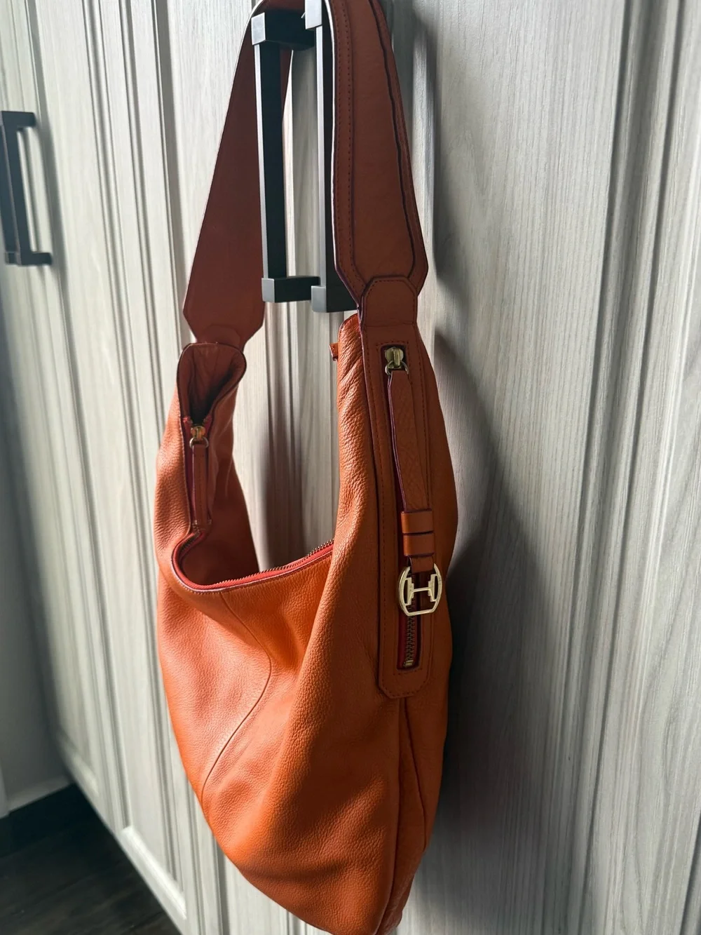 EUC Orange Leather Halston Heritage Hobo Shoulder Bag