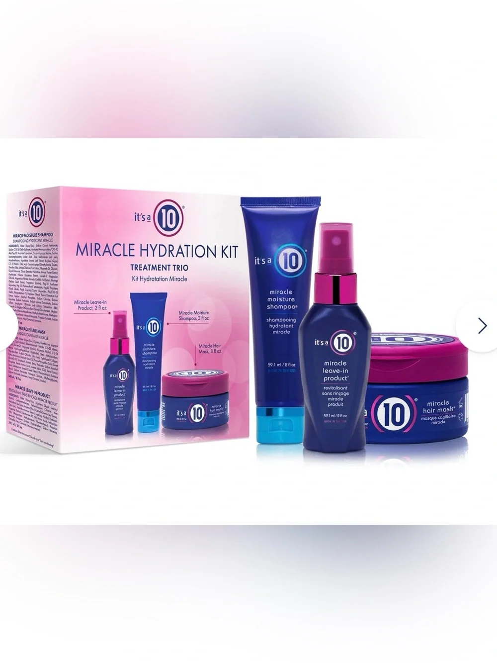 New in Box It’s A 10 Miracle Hydration Kit~3pc Set~Mask+Shampoo+Treatment~$46