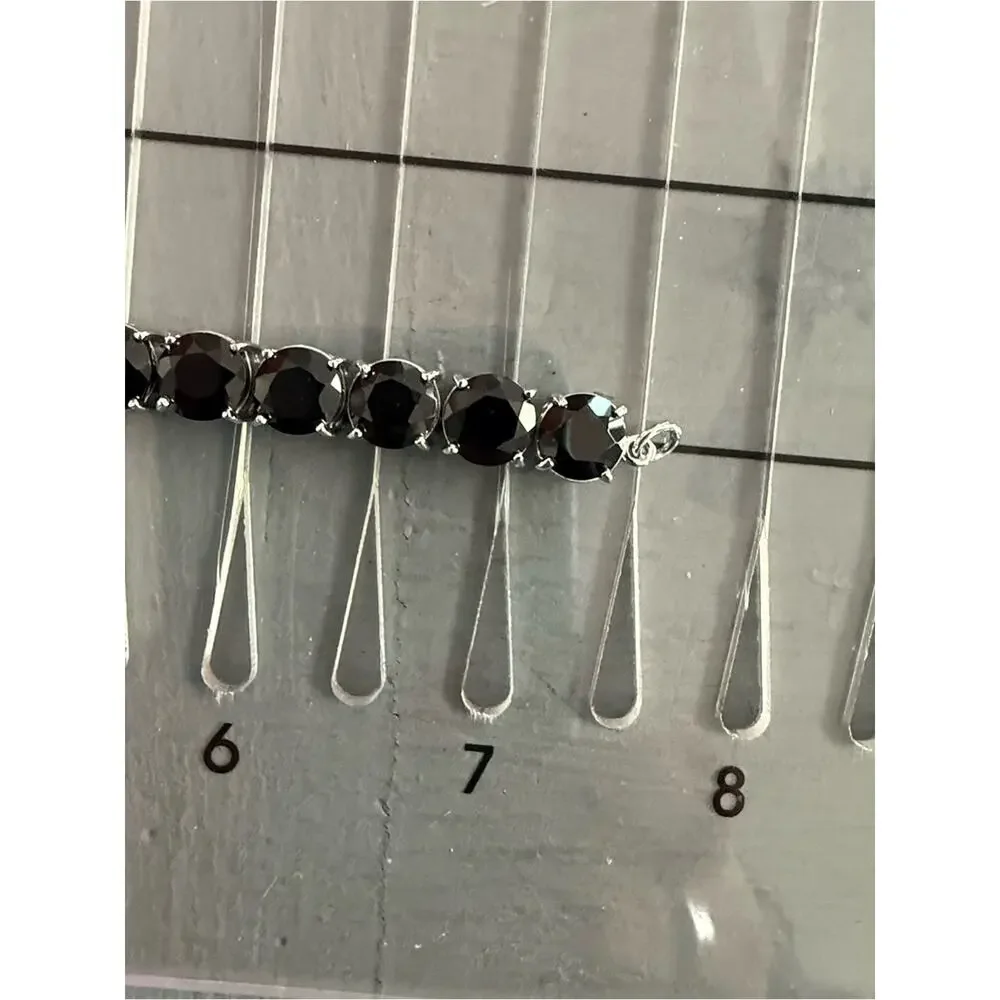 925 Sterling Silver Black Spinal Tennis Bracelet