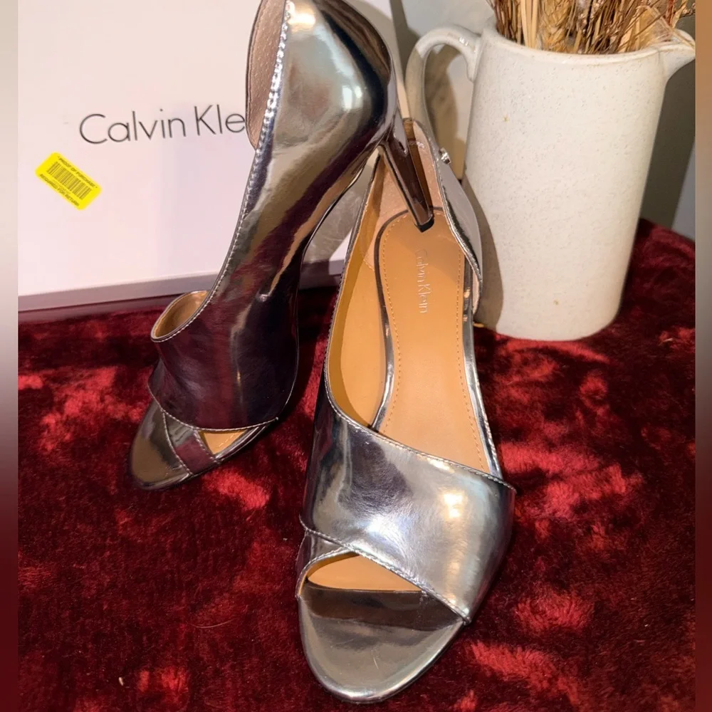 Calvin Klein Metallic Silver Heels