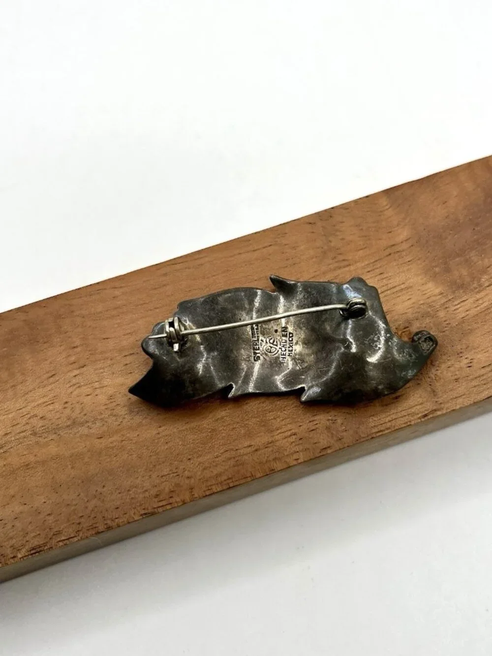 VTG Mid Century Mexican Sterling Silver Modernist Leaf Brooch Pin Mexico 14g MCM