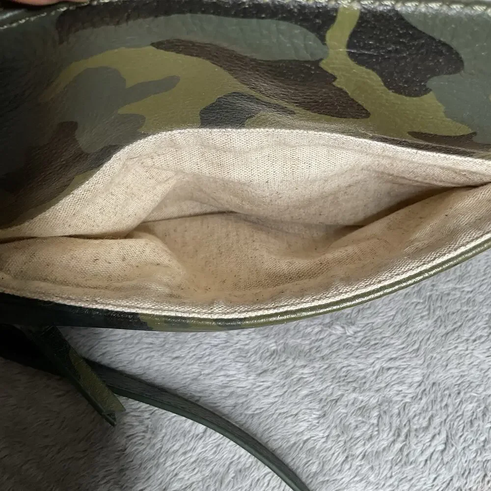 Mark & Graham Camo Leather Crossbody Bag Green Black Gold Accents Purse
