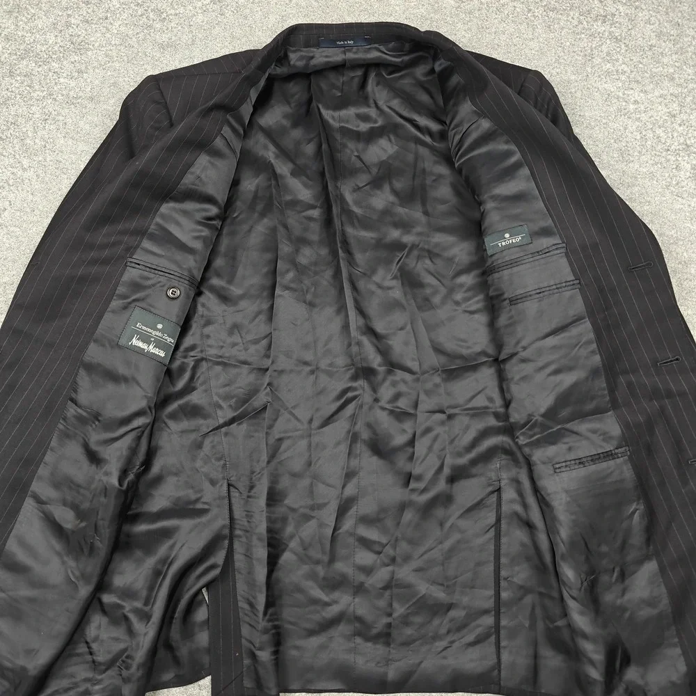 Ermenegildo Zegna Blazer Mens IT 54 Gray Wool Pinstripe‎ Trofeo Suit Jacket
