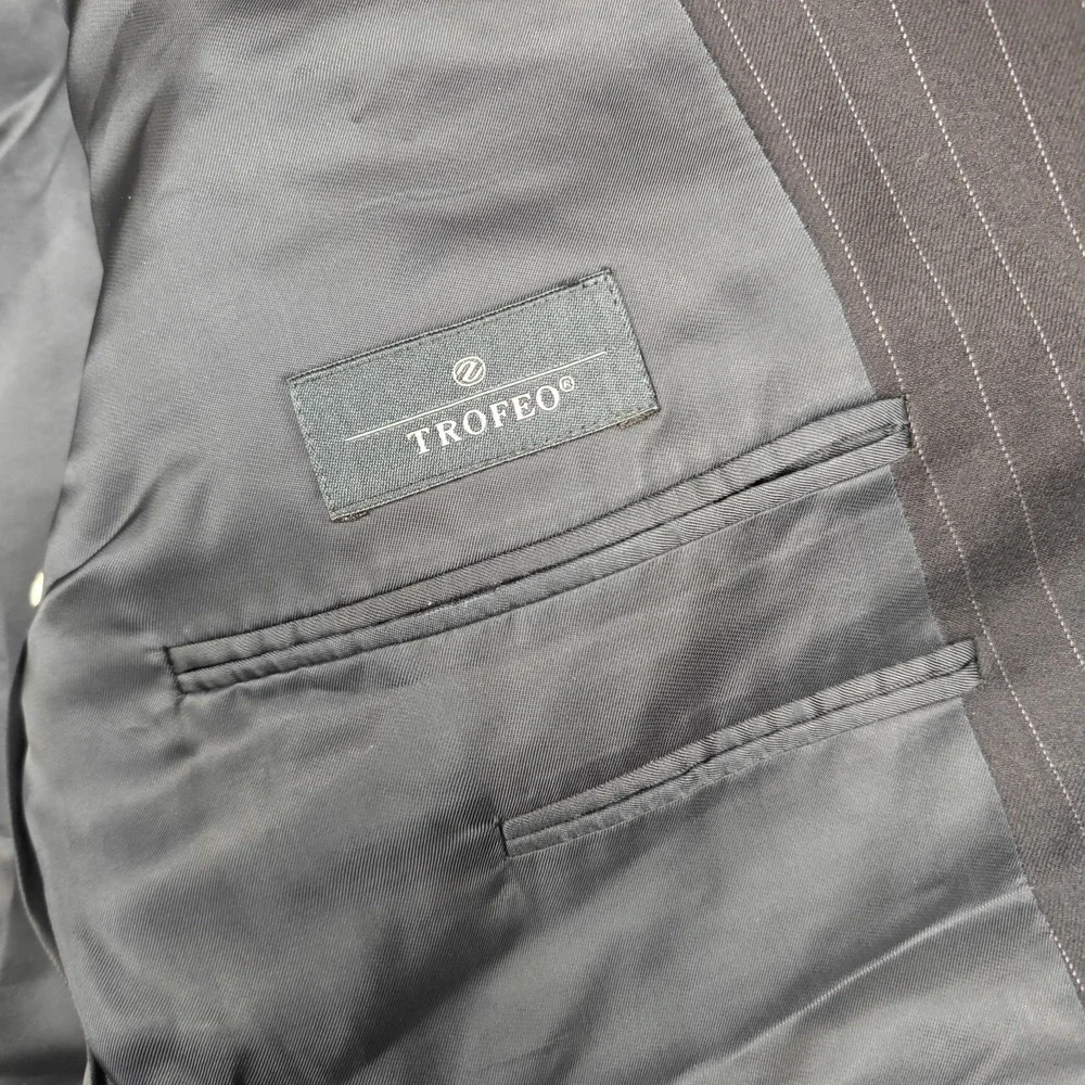 Ermenegildo Zegna Blazer Mens IT 54 Gray Wool Pinstripe‎ Trofeo Suit Jacket