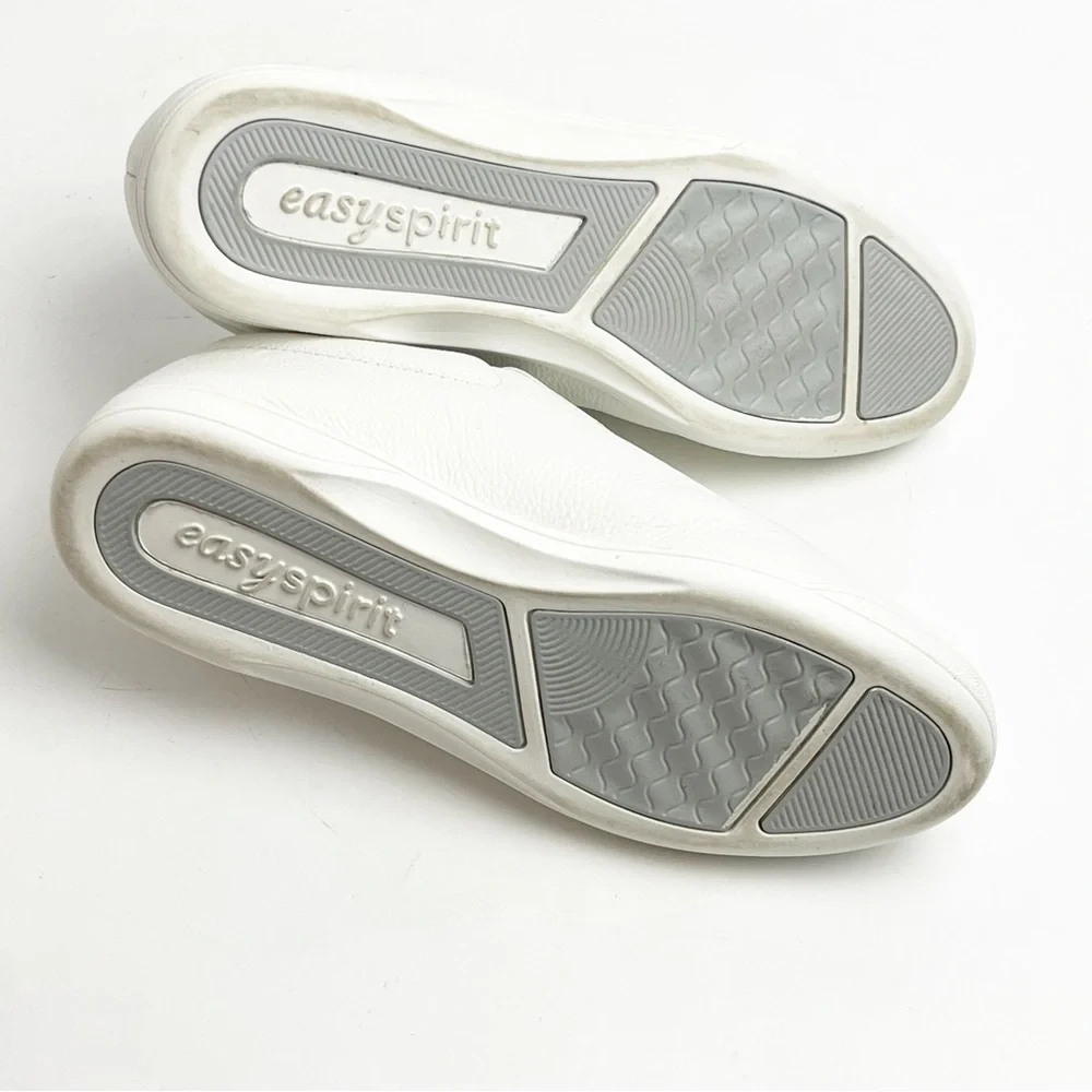 EASY SPIRIT Off White Leather Lace Up Tennis Shoes 7 Walking Cheer Dance