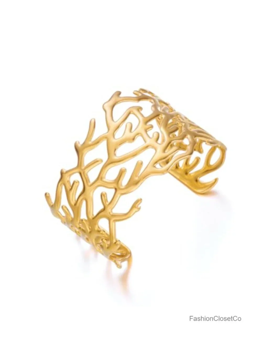 Wide Chunky Gold Cuff Bracelet - Open Cuff Bangle Adjustable, Hypoallergenic