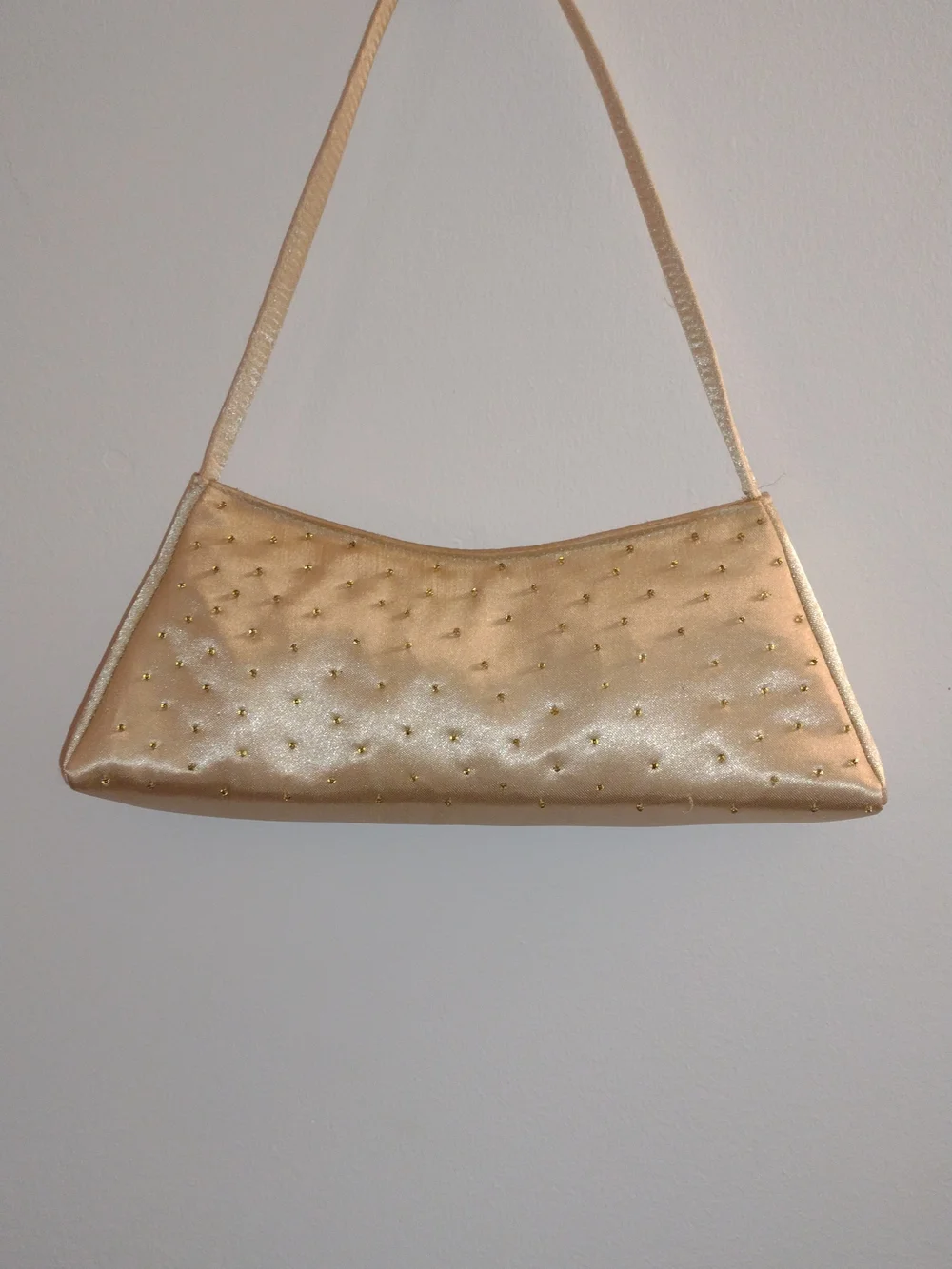 Gold Satin Studded Shoulder Bag - Women