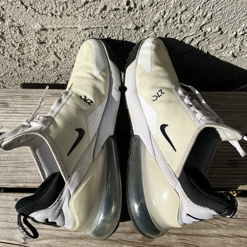 Nike Shoe Men Size 10 Air Max 270 Golf Sneakers White Low White