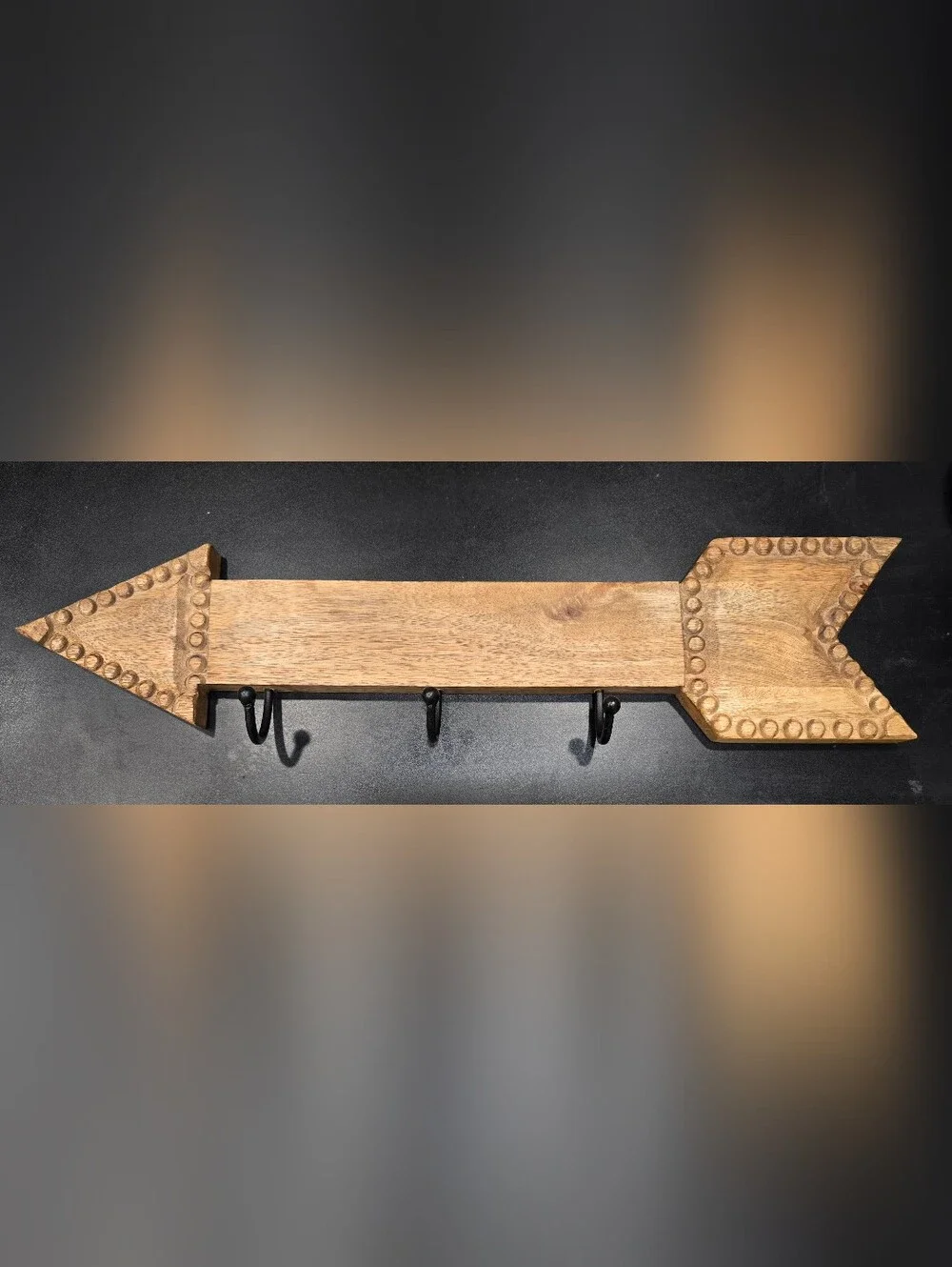 Rustic Arrow Wall Hook - Natural Wood