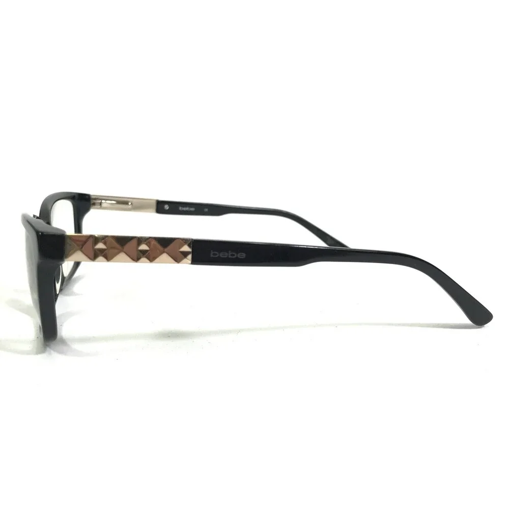 Bebe Eyeglasses Frames GORGEOUS BB5058 001 JET Brown Gold Square 52-16-135