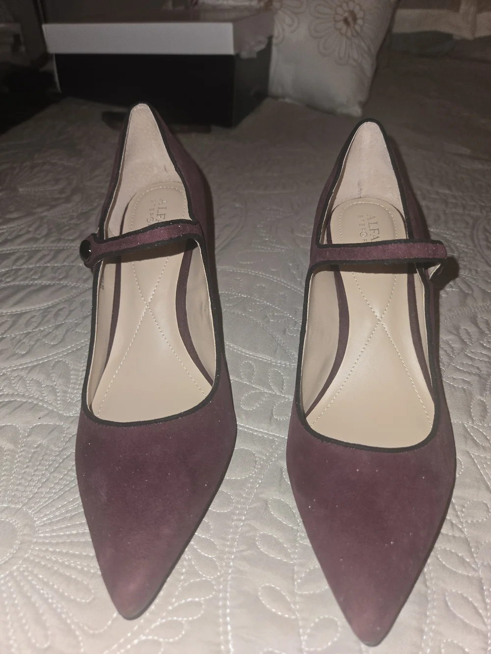 Alfani Burgundy Pointed-Toe Mary Jane Pumps