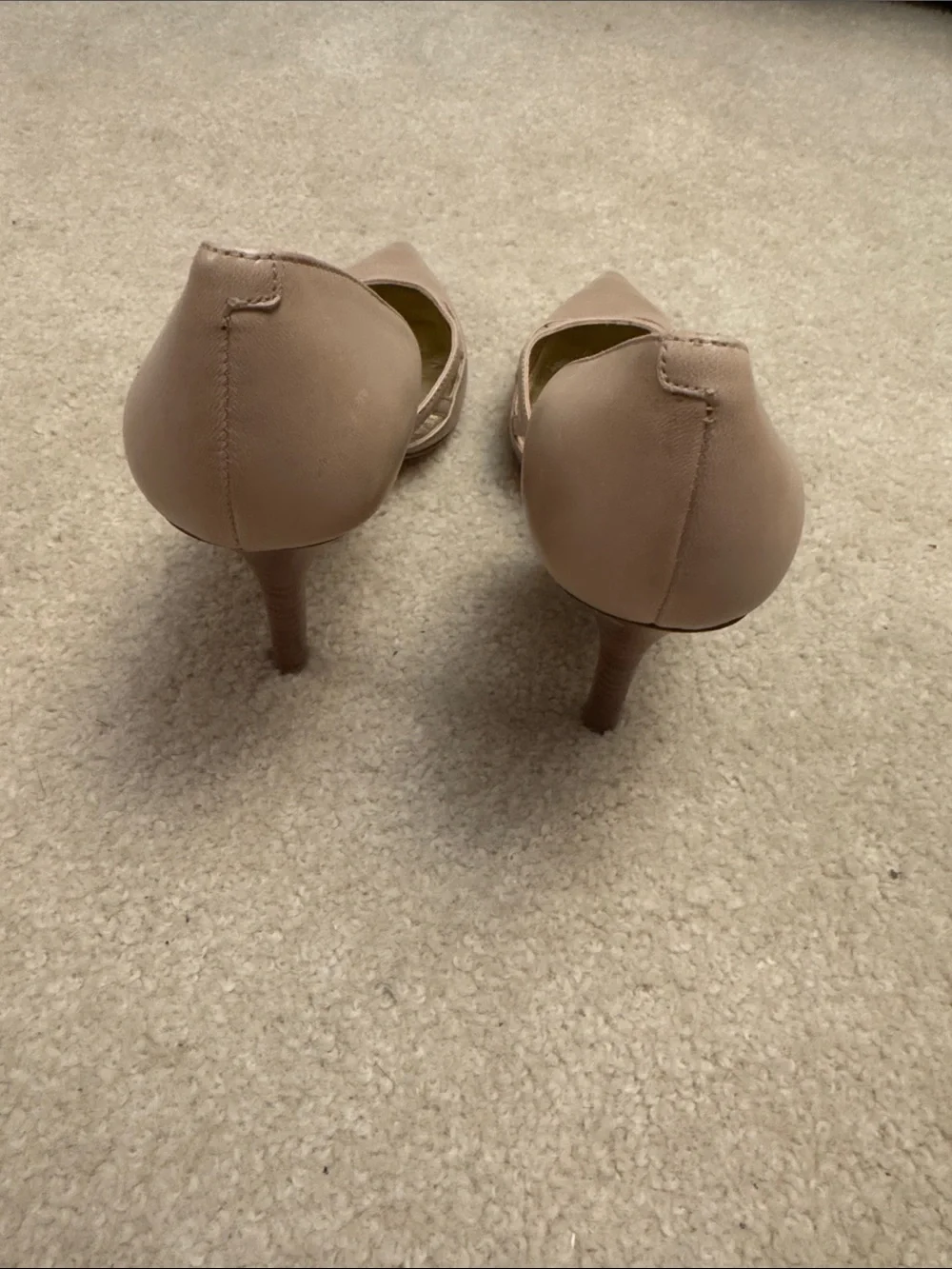 Nine West Dusty Taupe Pointed Toe Pumps with Gold Accents