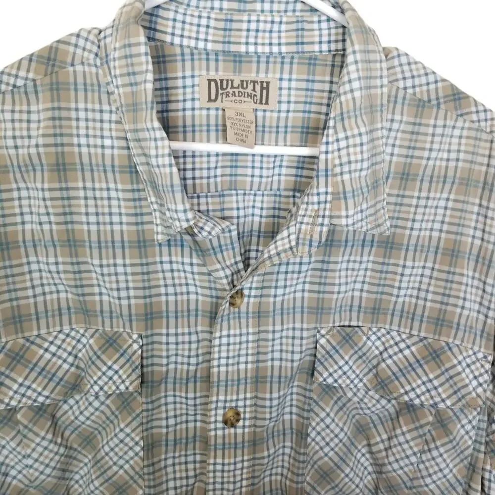 Duluth Trading Co Mens Plaid Button Shirt Sz 3XL Classic Minimalist Lightweight