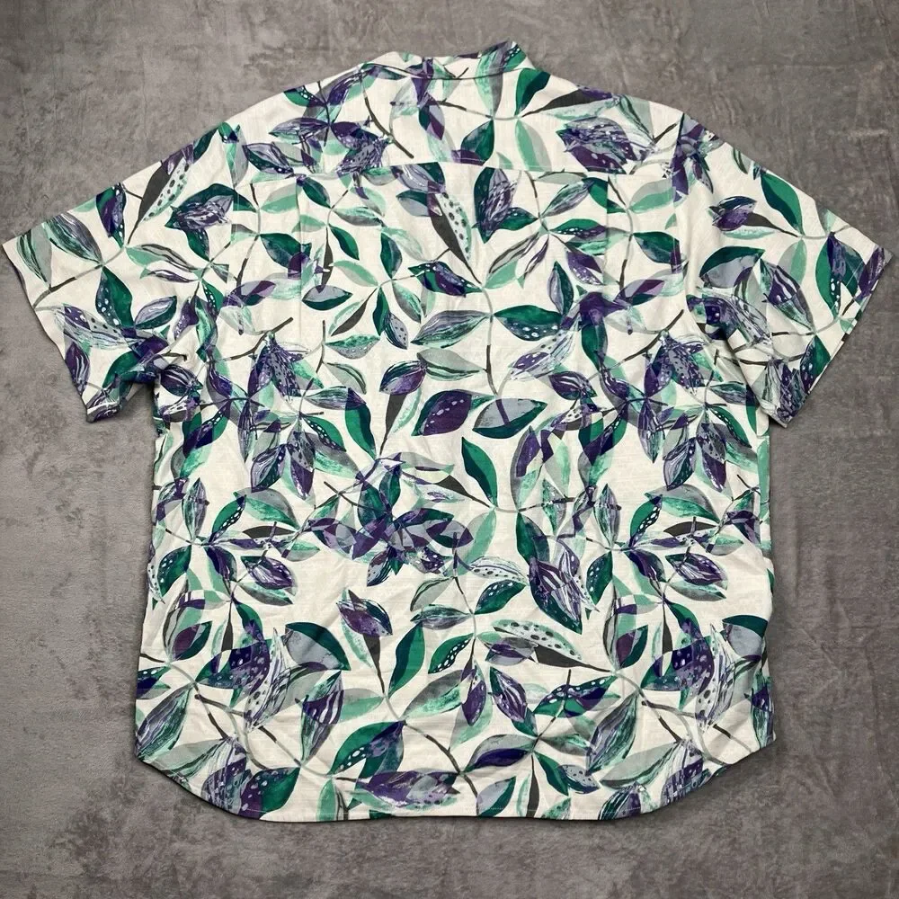 Tommy Bahama 100% Silk Tropical Leaf Short Sleeve Button Up Shirt Men’s XXL