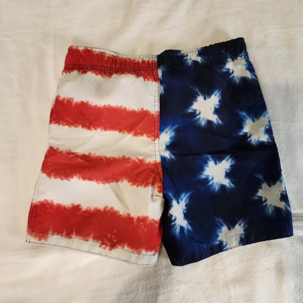 Ocean‎ Pacific Boys Swim Trunks, USA Flag, Red White Blue, Stars And Stripes, XS