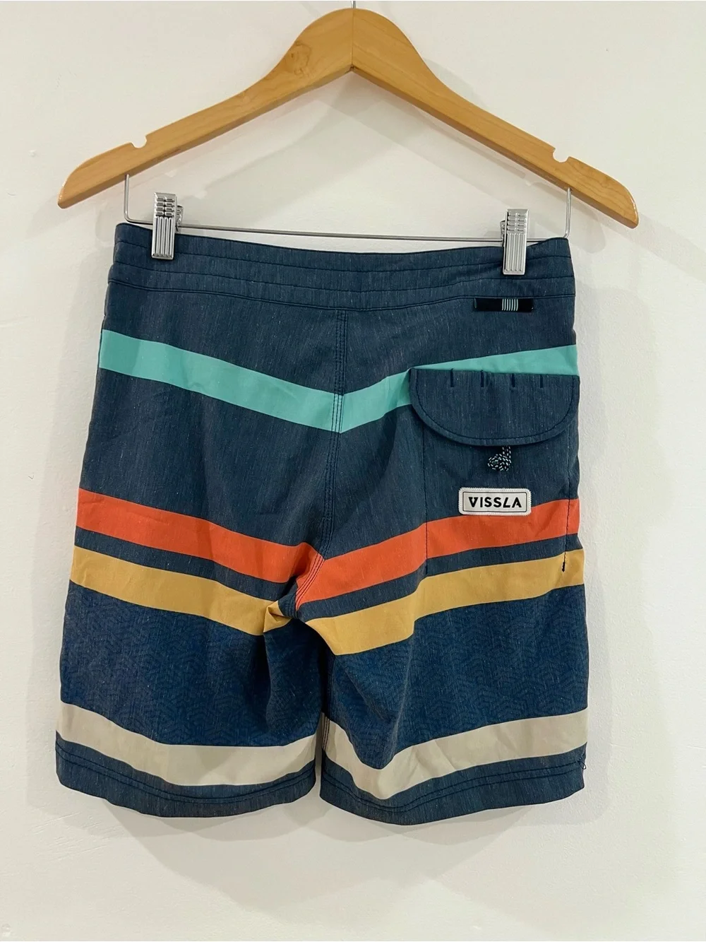 Vissla Boardshorts Men’s Size 27 Striped Upcycled Coconut Poly Swim Trunks