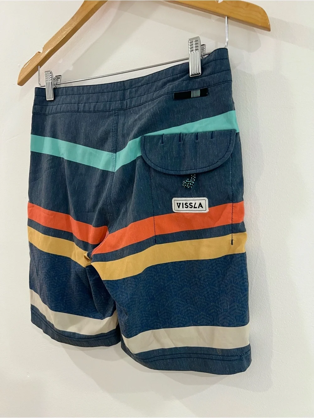 Vissla Boardshorts Men’s Size 27 Striped Upcycled Coconut Poly Swim Trunks