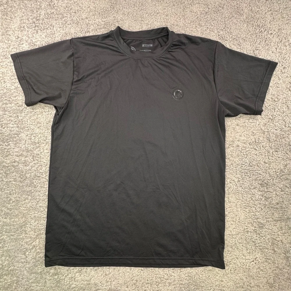 Wazair Mens Moisture Wicking Training T-Shirt Black‎ XL Performance Gym Top