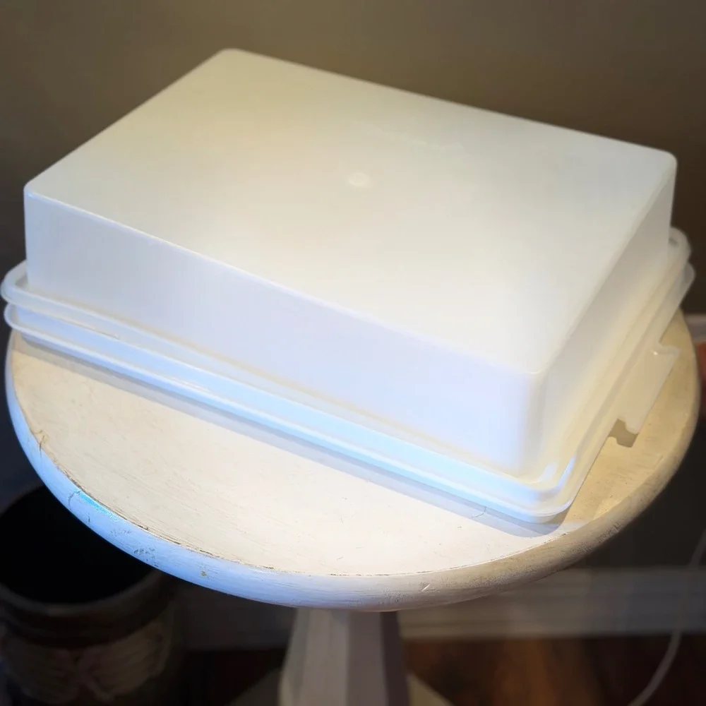 Tupperware Rectangular Serving Tray Platter with‎ Lid White Divided