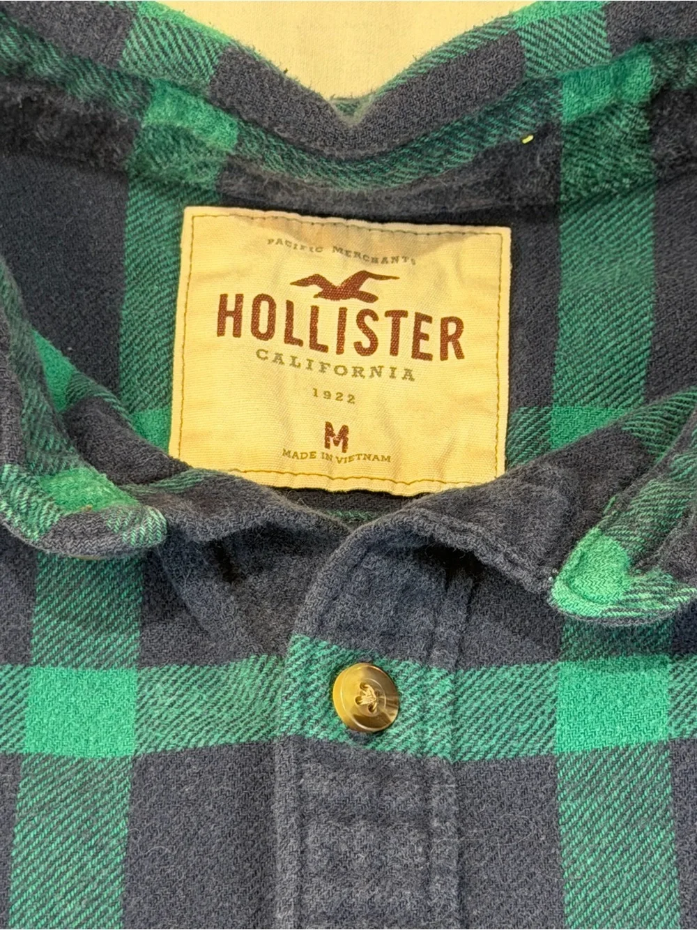 Hollister Men's Navy & Teal Plaid Button-Down Shirt