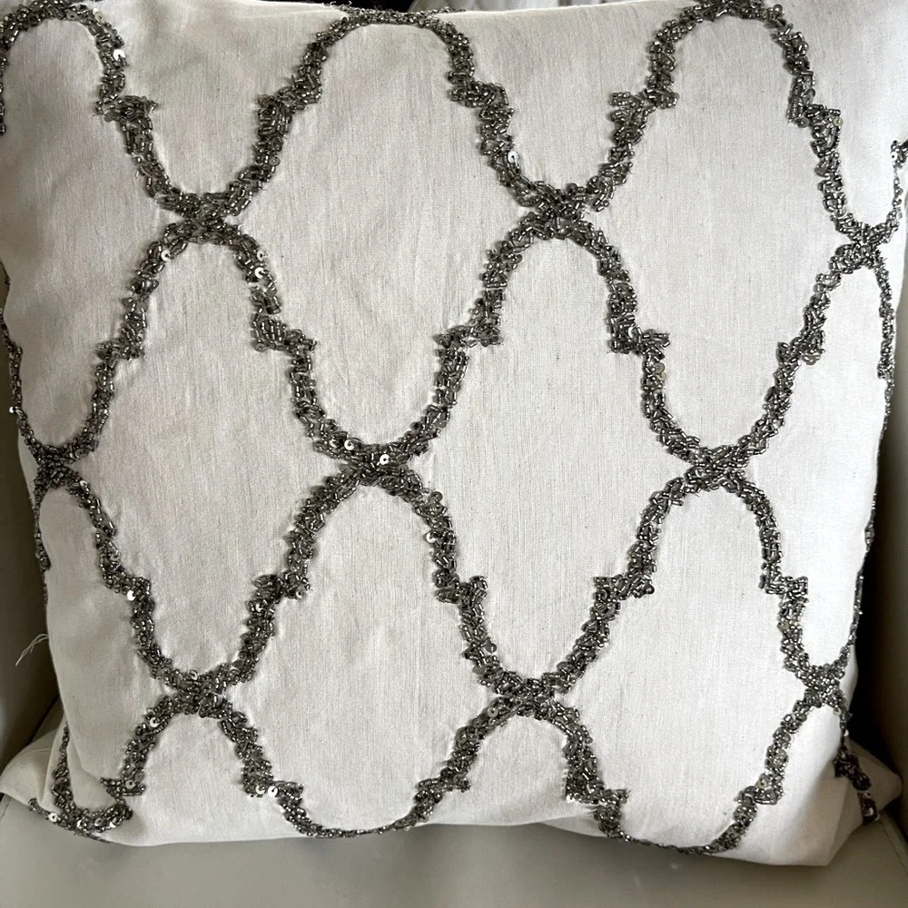 Price‎ reduced Pottery Barn Natural white and silver beaded pillow