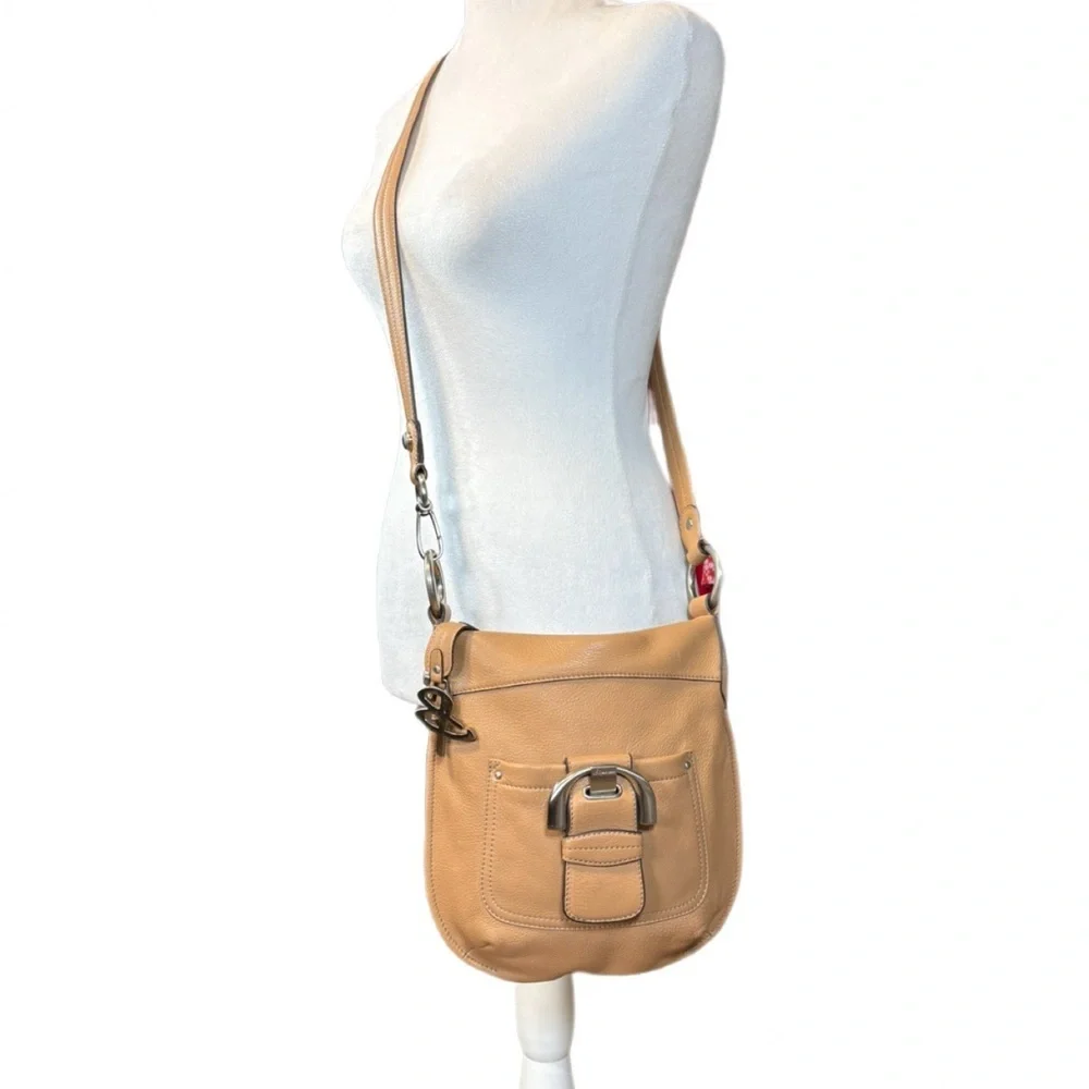 B Makowsky Genuine Leather Bag Crossbody Camel Adjustable Leather Strap New NWOT