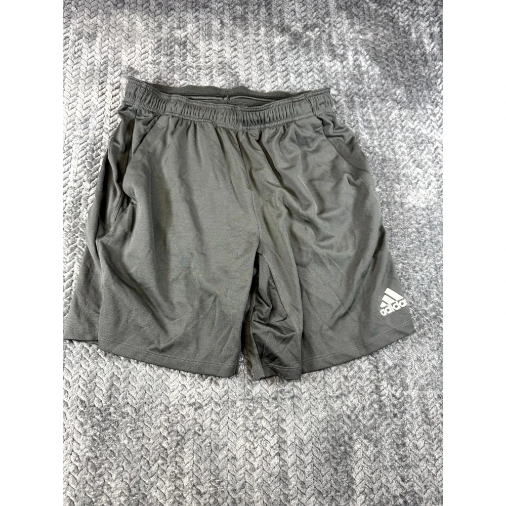 Adidas Athletic Shorts Mens L Charcoal Gray Aeroready Elastic Waist Gym Workout